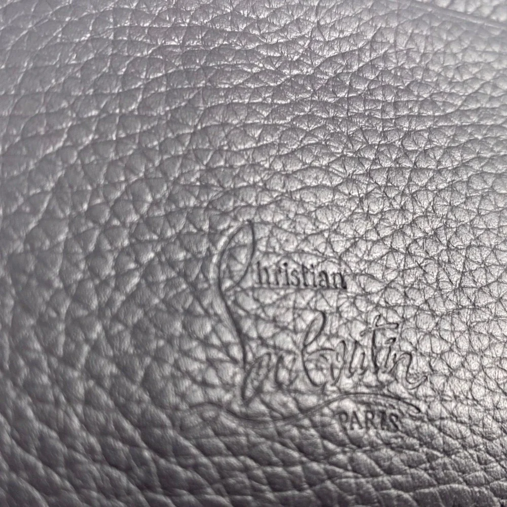 Christian Louboutin Kios Card‎ Holder Navy Blue Grained Leather Spikes Studded